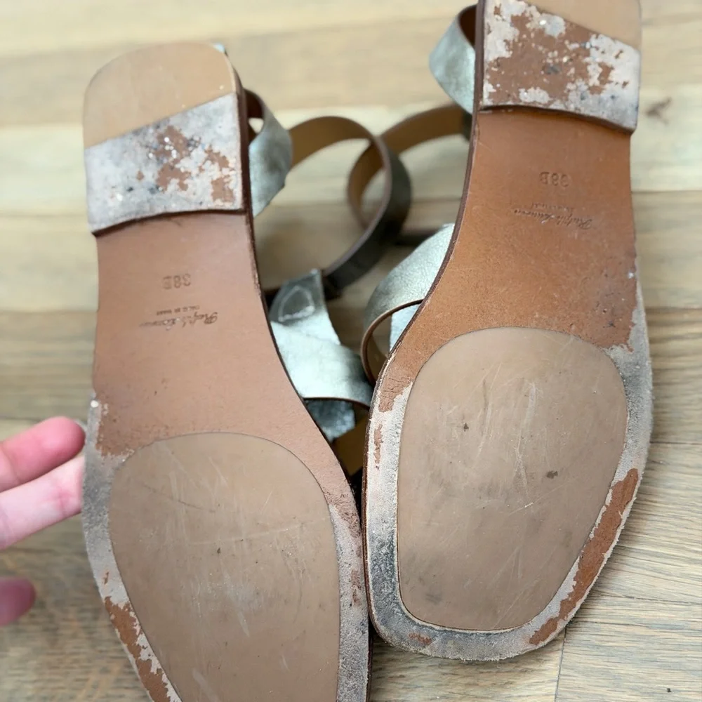 Ralph Lauren collection Silver  Gladiator metallic leather Sandals 8 Runway
